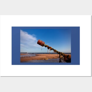 Broken groyne on Blyth beach Posters and Art